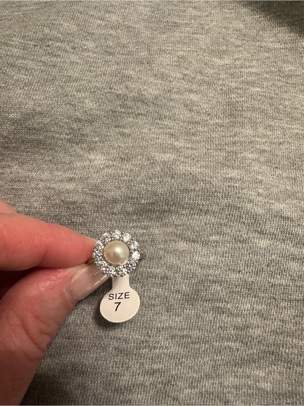 Vantel Pearls Cream Pearl & Clear Crystal Halo Ring
